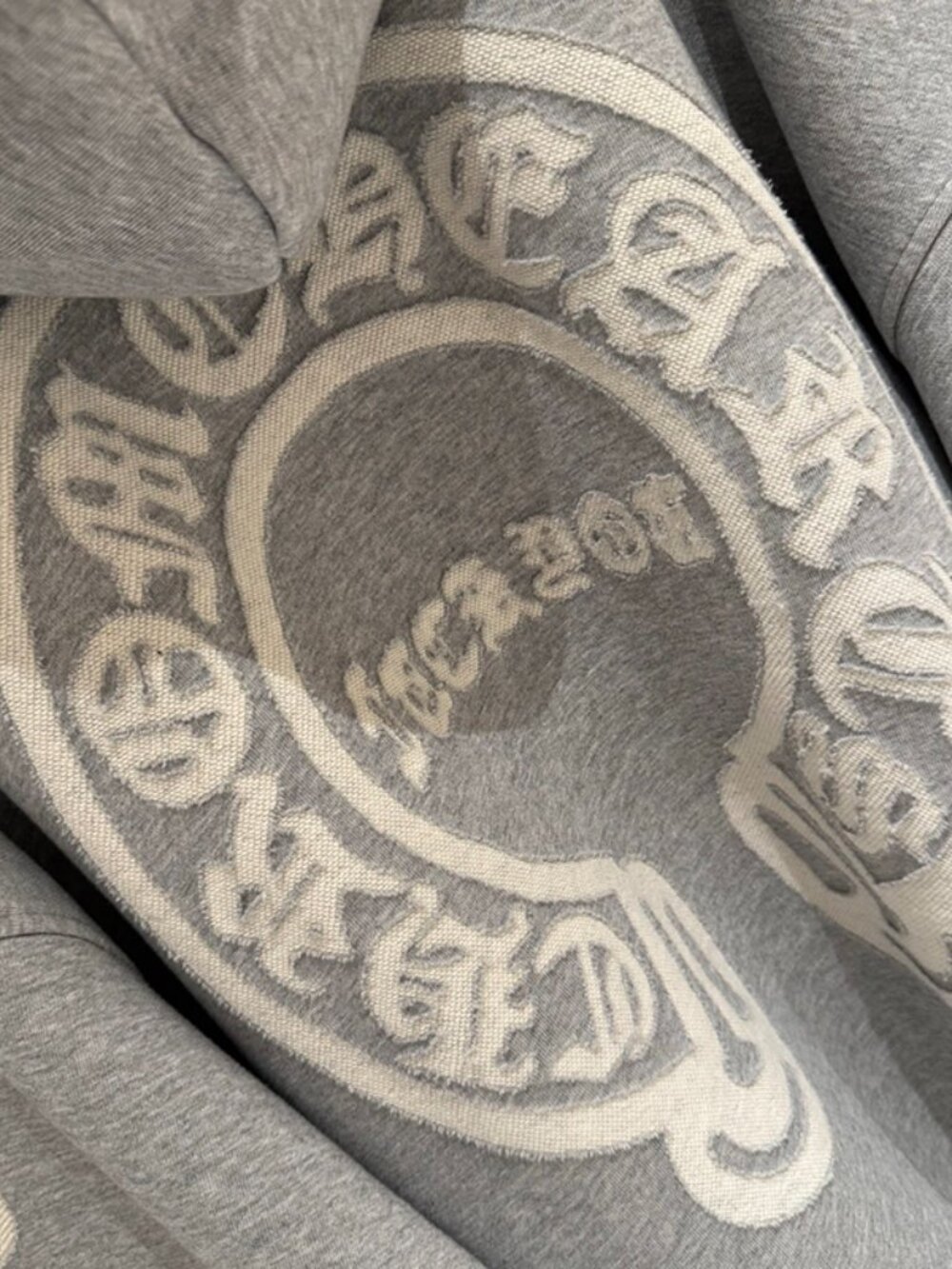 Chrome Hearts Embroidered Pattern Gray Hooded Sweatshirt Size XL - Picture 7 of 9